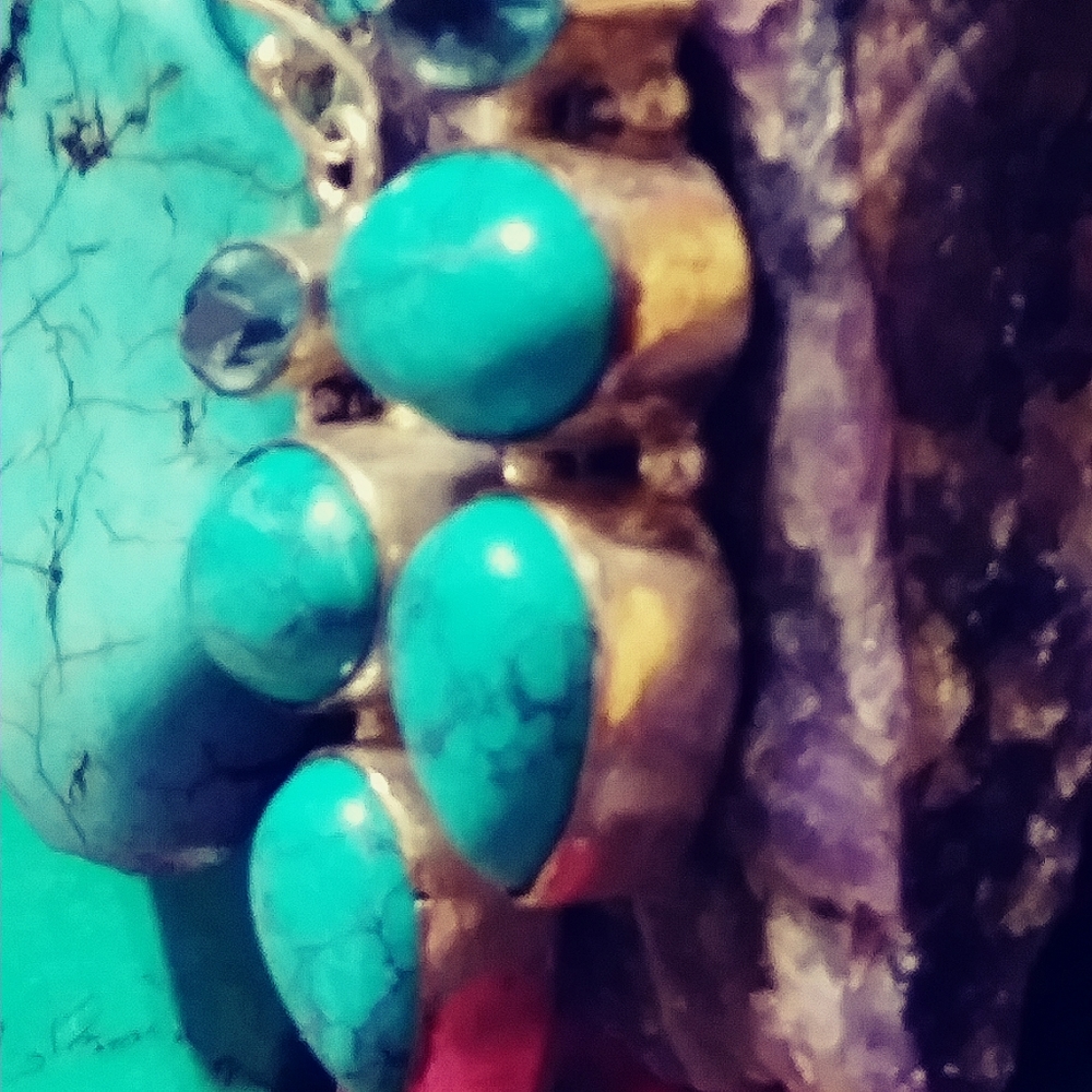 🔥KINGMAN TURQUOISE, LONDON BLUE TOPAZ, STERLING HYPOALLERGENIC EAR. 1-1/2" - Picture 10 of 12